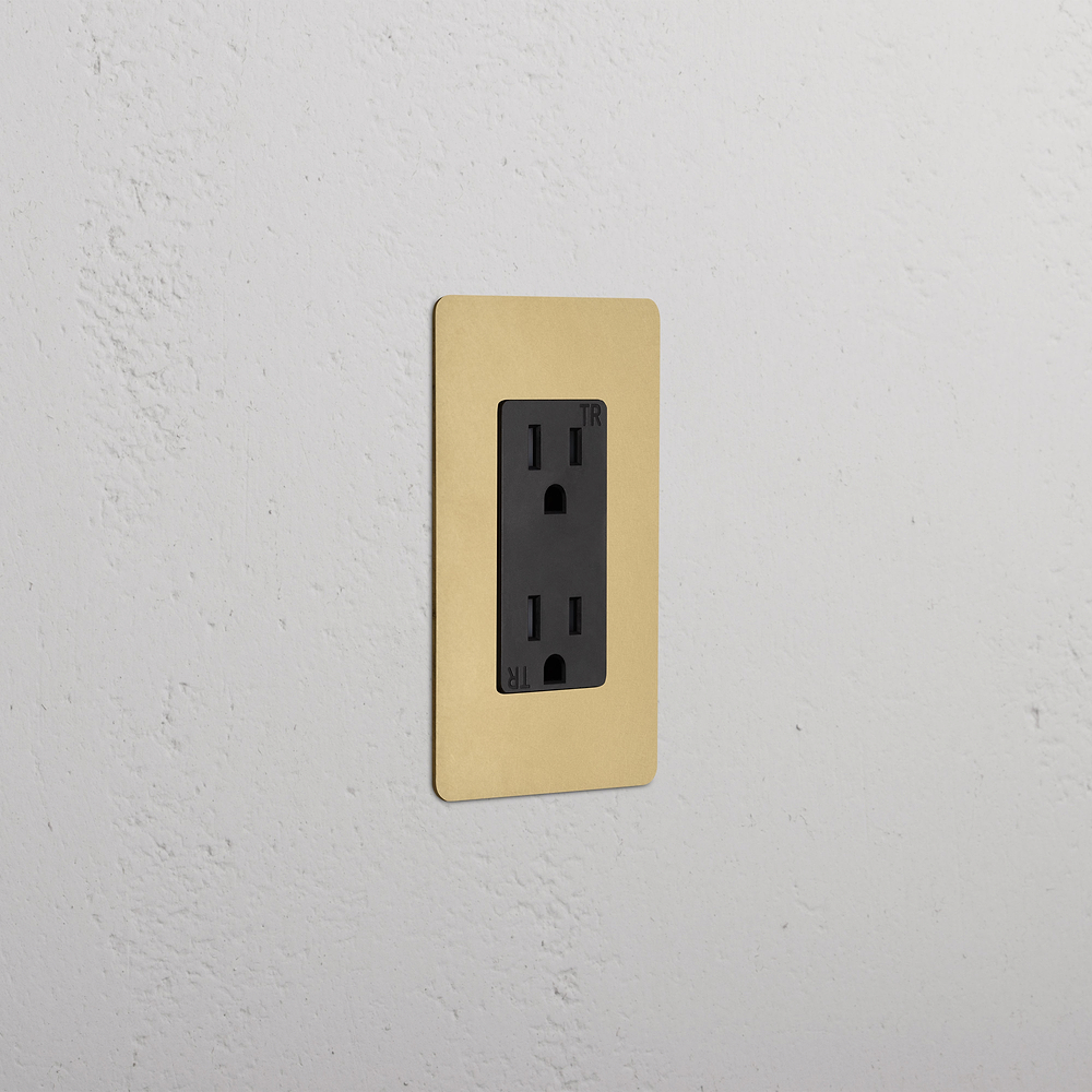Kew 1G 15A Outlet - Antique Brass Black