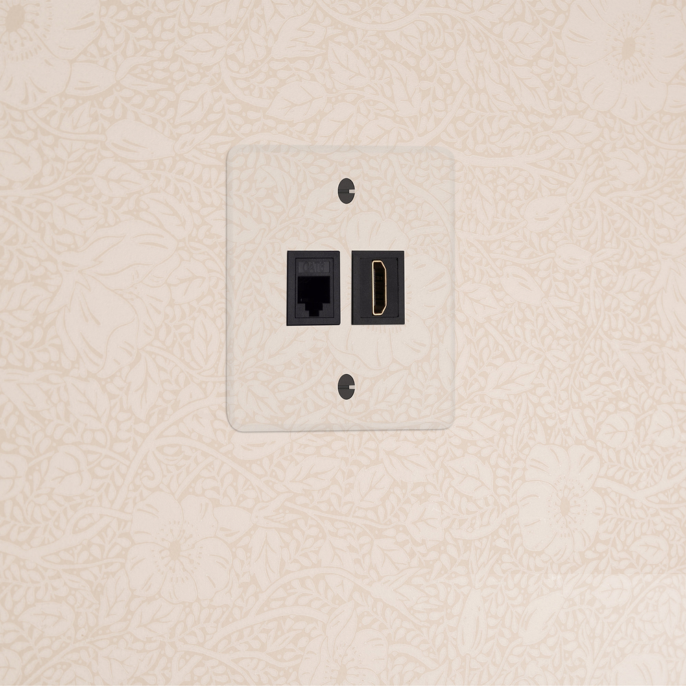 Kew Prise RJ45 & HDMI (Plaque Simple) – Transparence | Noir