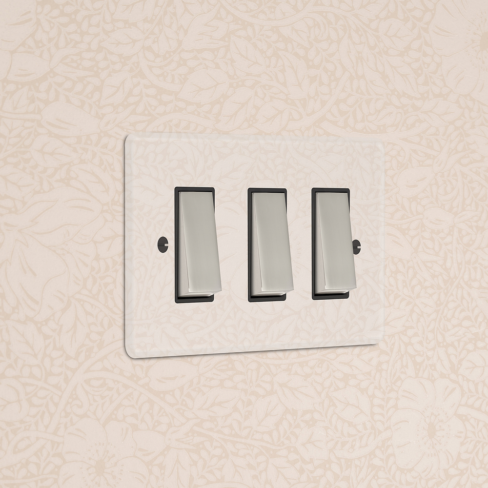 3G Two Way Rocker Switch - Clear Polished Nickel | Black