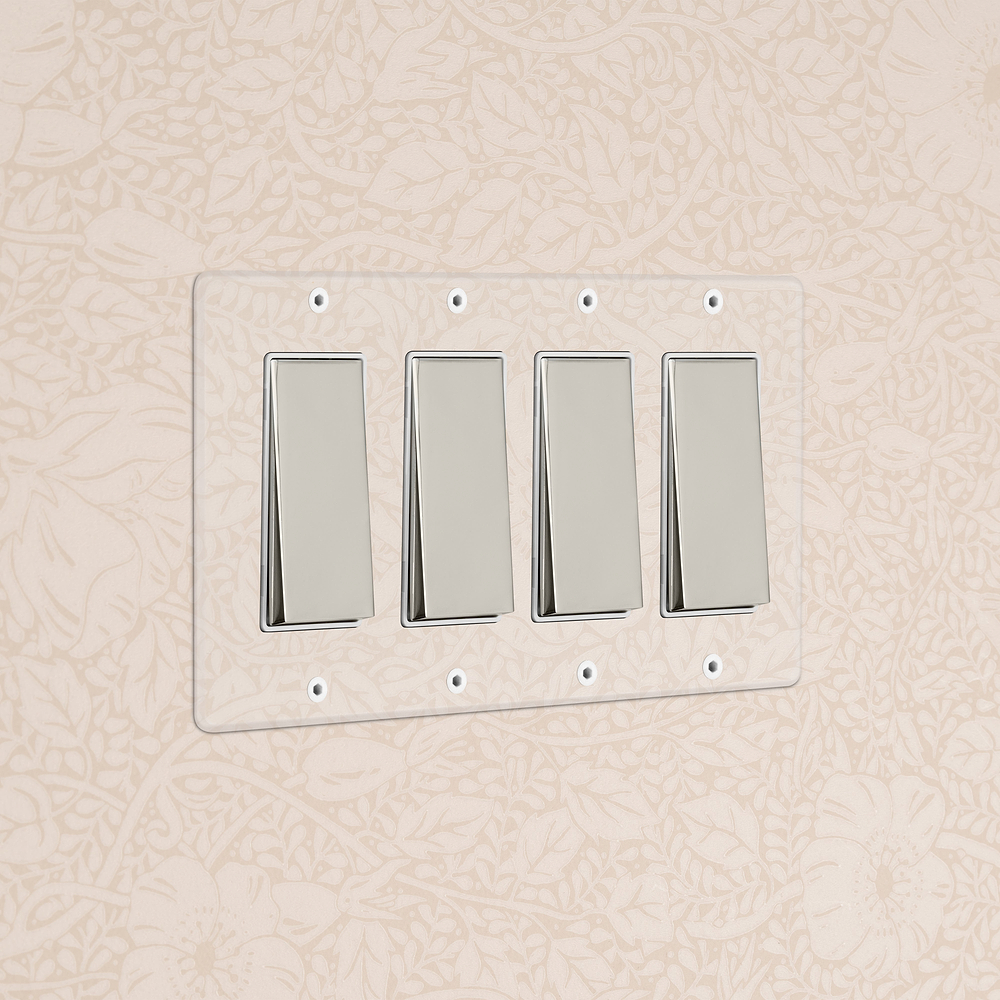 Kew 4G Rocker Switch - Clear Polished Nickel White