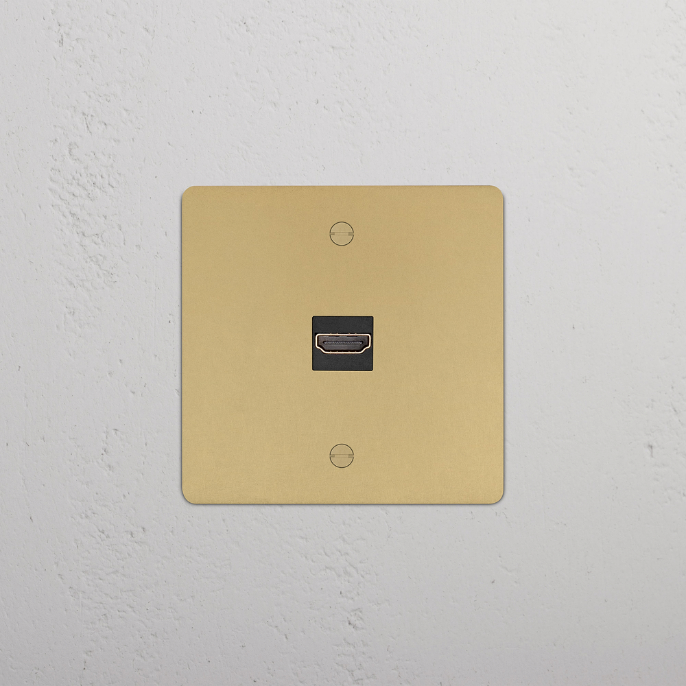 Single HDMI Socket - Antique Brass | Black