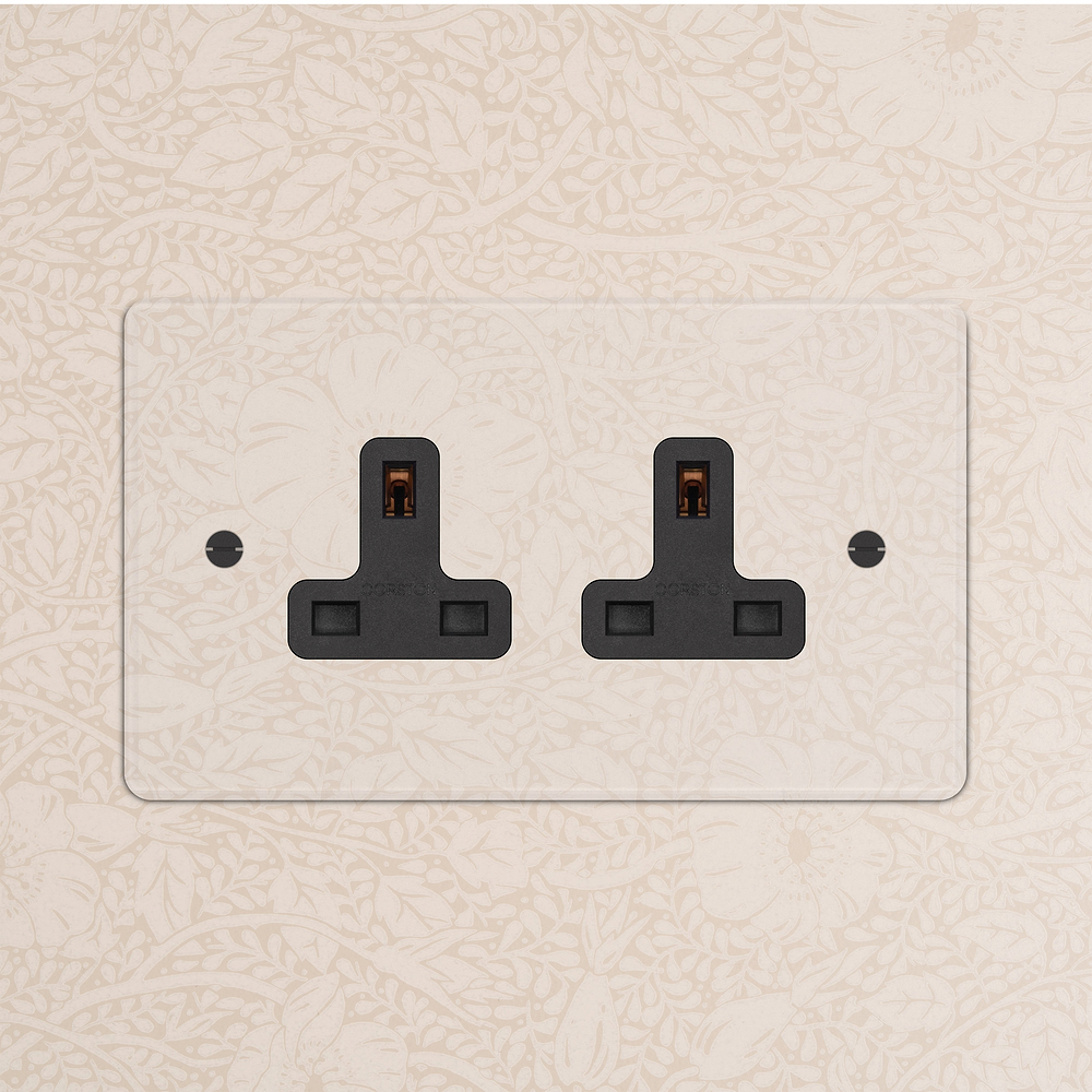 Double 2x 13A Unswitched Socket - Clear | Black