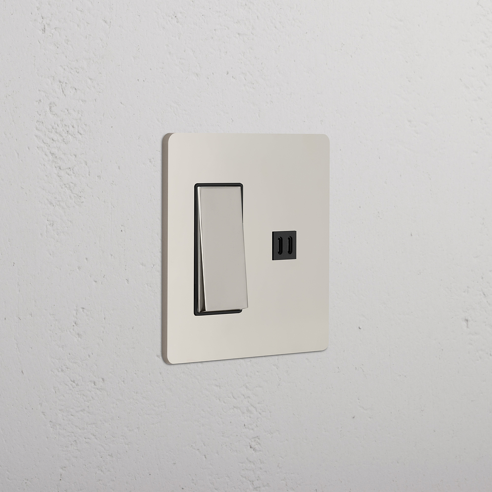 Grove 2G Rocker Switch & Fast Charge USB - Polished Nickel Black