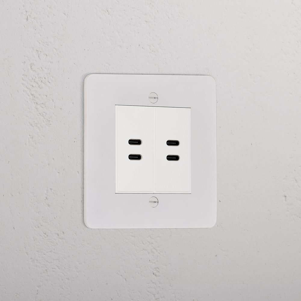 Single 2x USB-C+C Socket - Paintable | White