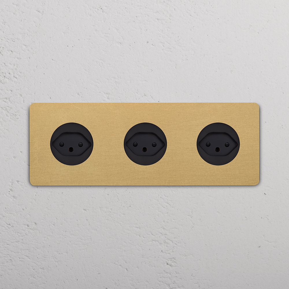 Grove Triple 3x Swiss Type J Socket - Antique Brass | Black