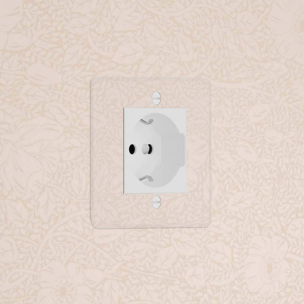 Kew Prise Schuko/Bipasso (Plaque Simple) – Transparence | Blanc