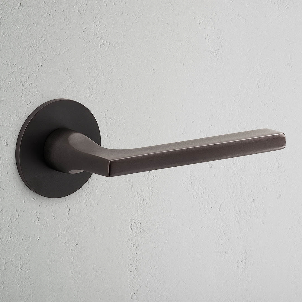 Clayton Unsprung Door Handle With Flush Rose - Bronze