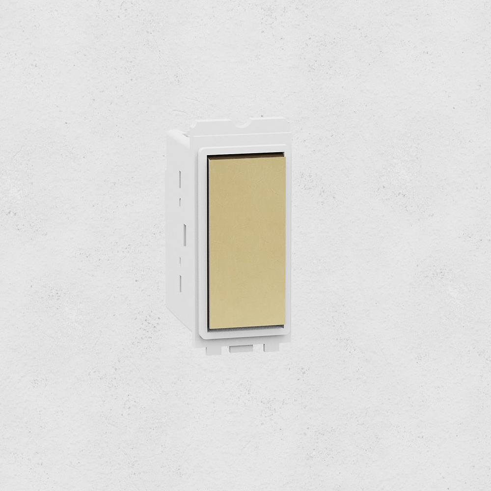 Centre Retractive Rocker Switch - Antique Brass | White