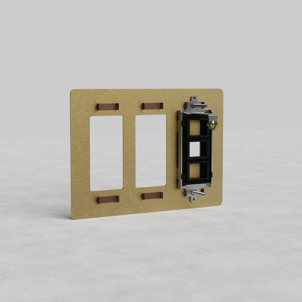 Kew 3G 2x Outlet & Keystone Plate - Antique Brass