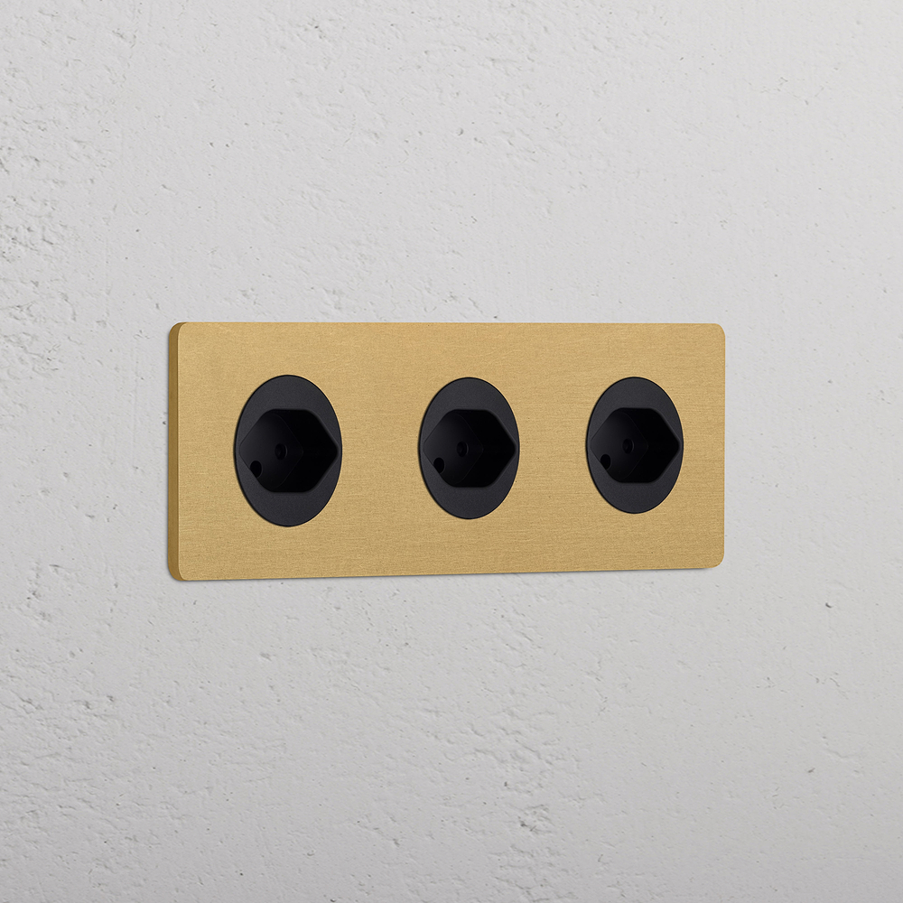 Grove Triple 3x Swiss Type J Socket - Antique Brass | Black