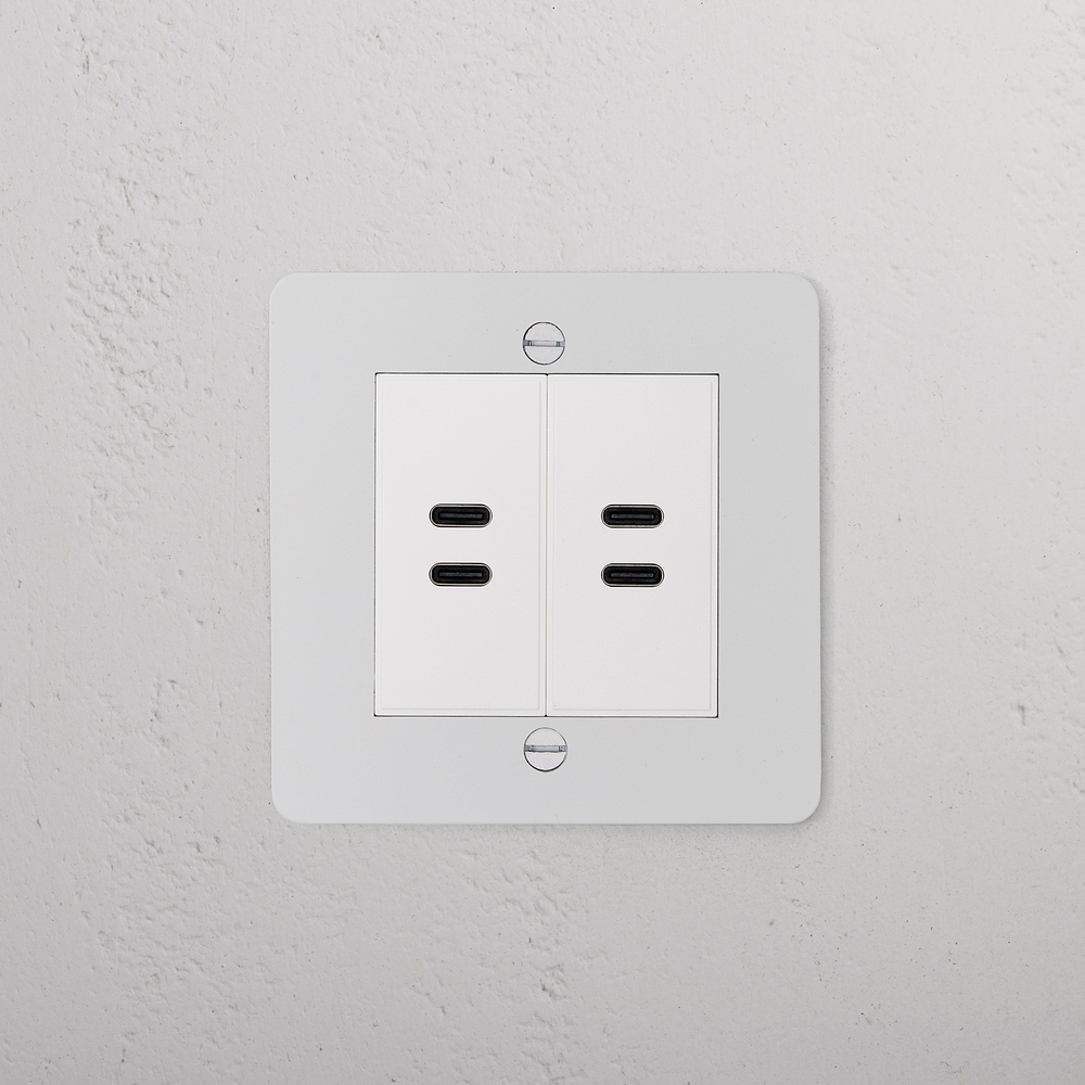 Single 2x USB-C+C Socket - Paintable | White
