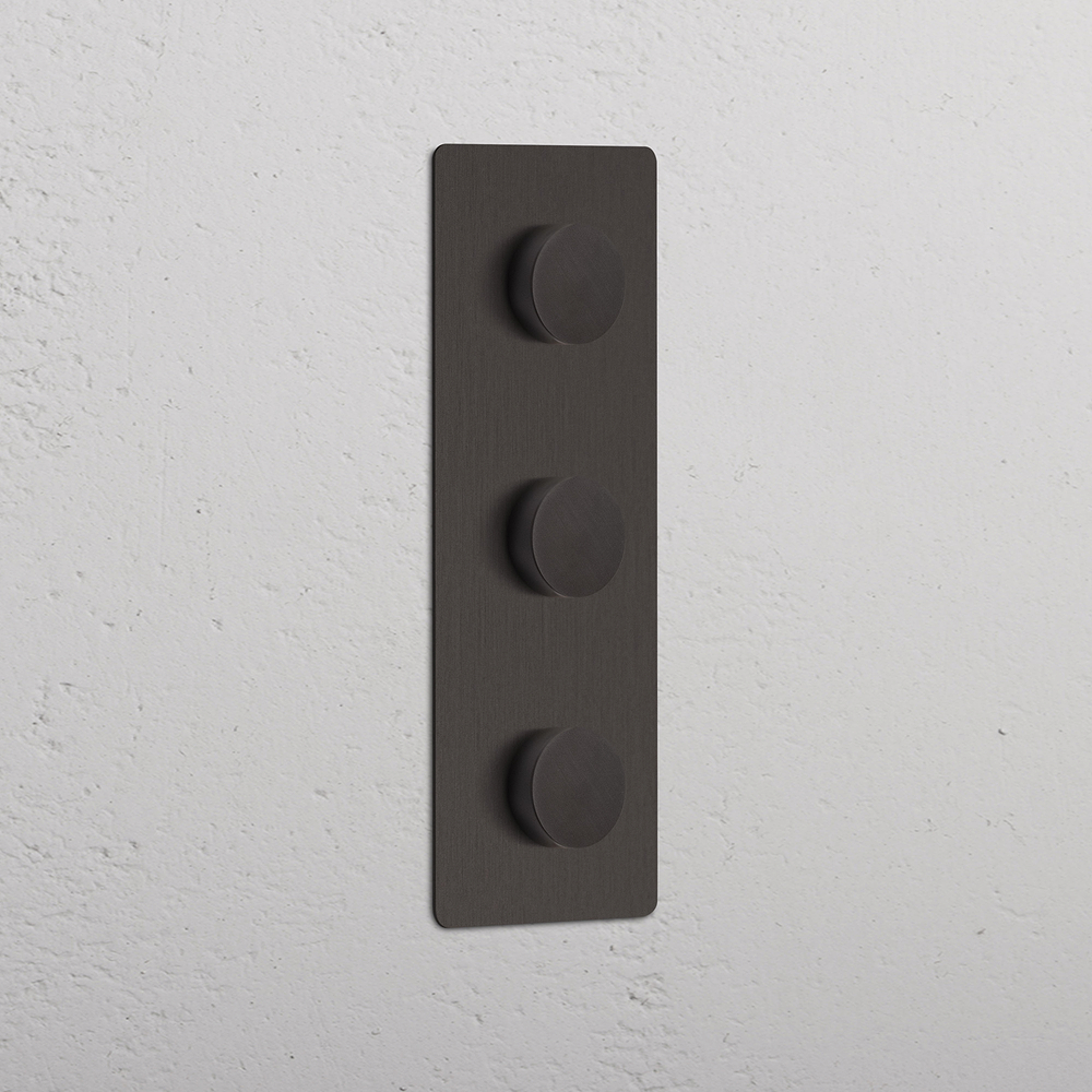 Grove Triple 3x Vertical Multiway Dimmer Switch - Bronze