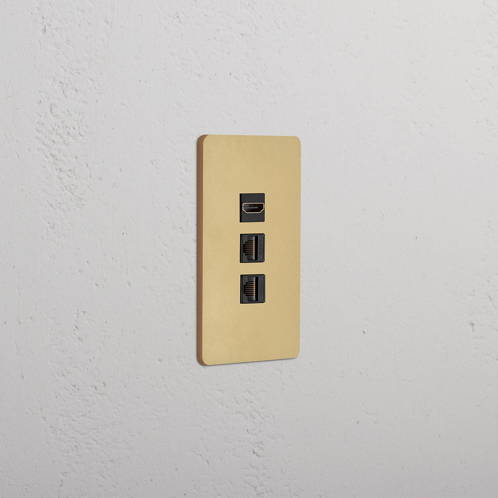 Grove 1G HDMI & 2x CAT6 Keystone - Antique Brass Black