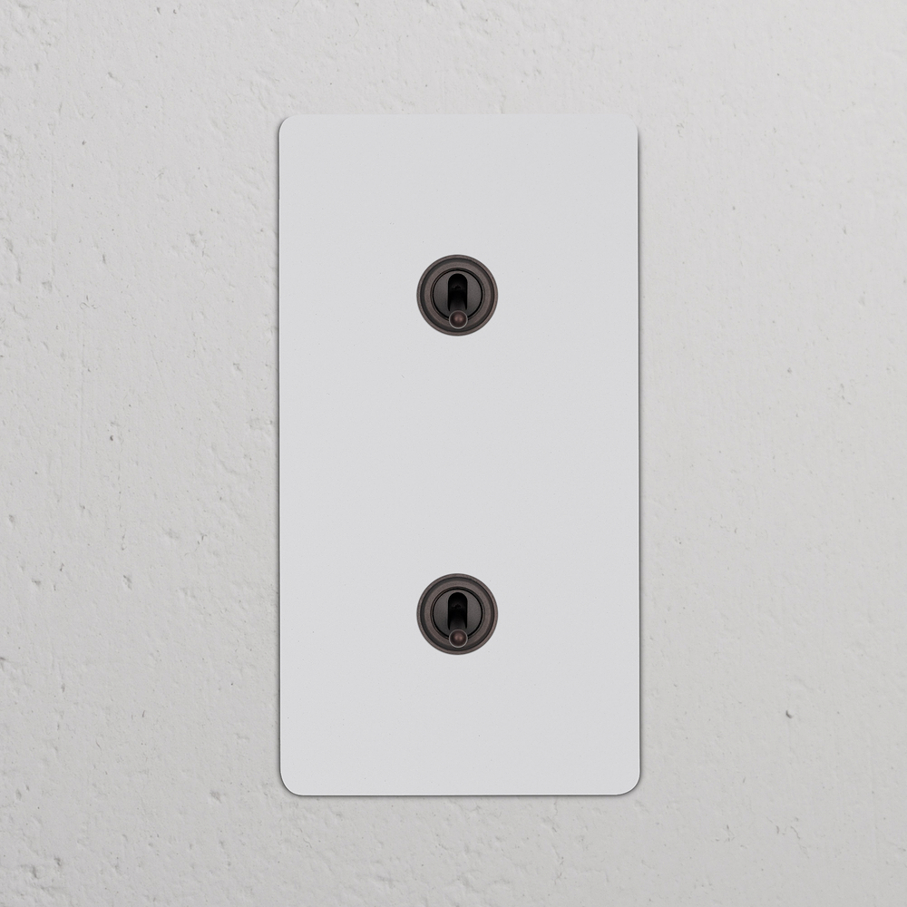 Kew Double 2x Vertical Toggle Switch - Paintable Bronze