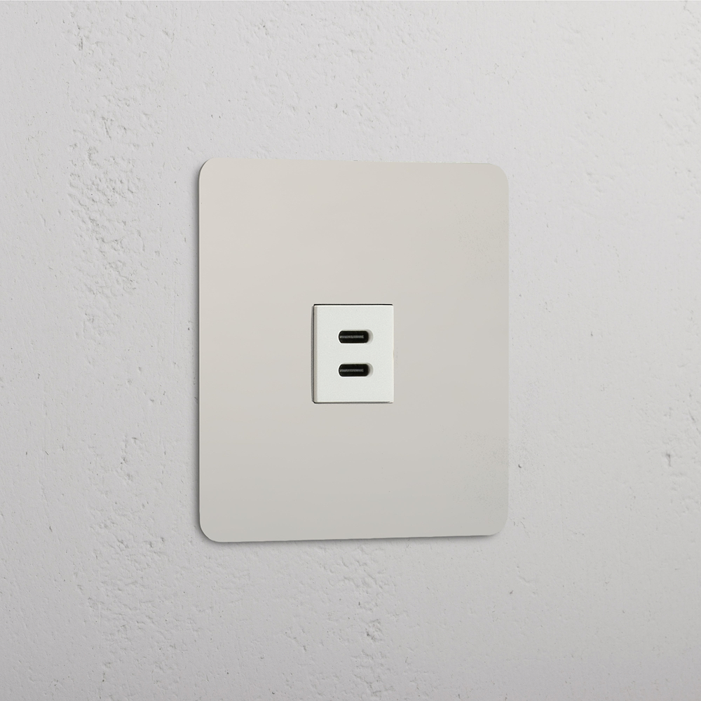 Kew Presa USB-C 30W Singola - Nichel lucido | Bianco