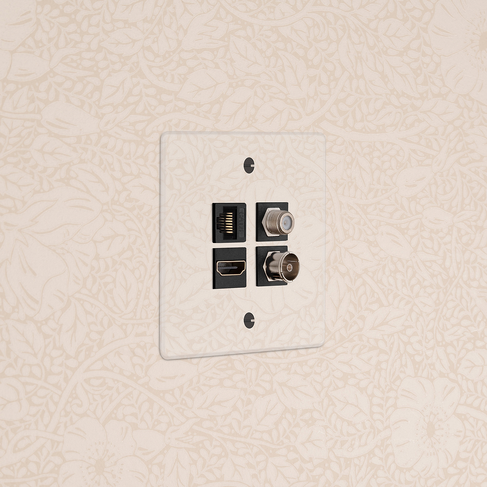 Single TV & Satellite & HDMI & CAT6 Socket - Clear | Black