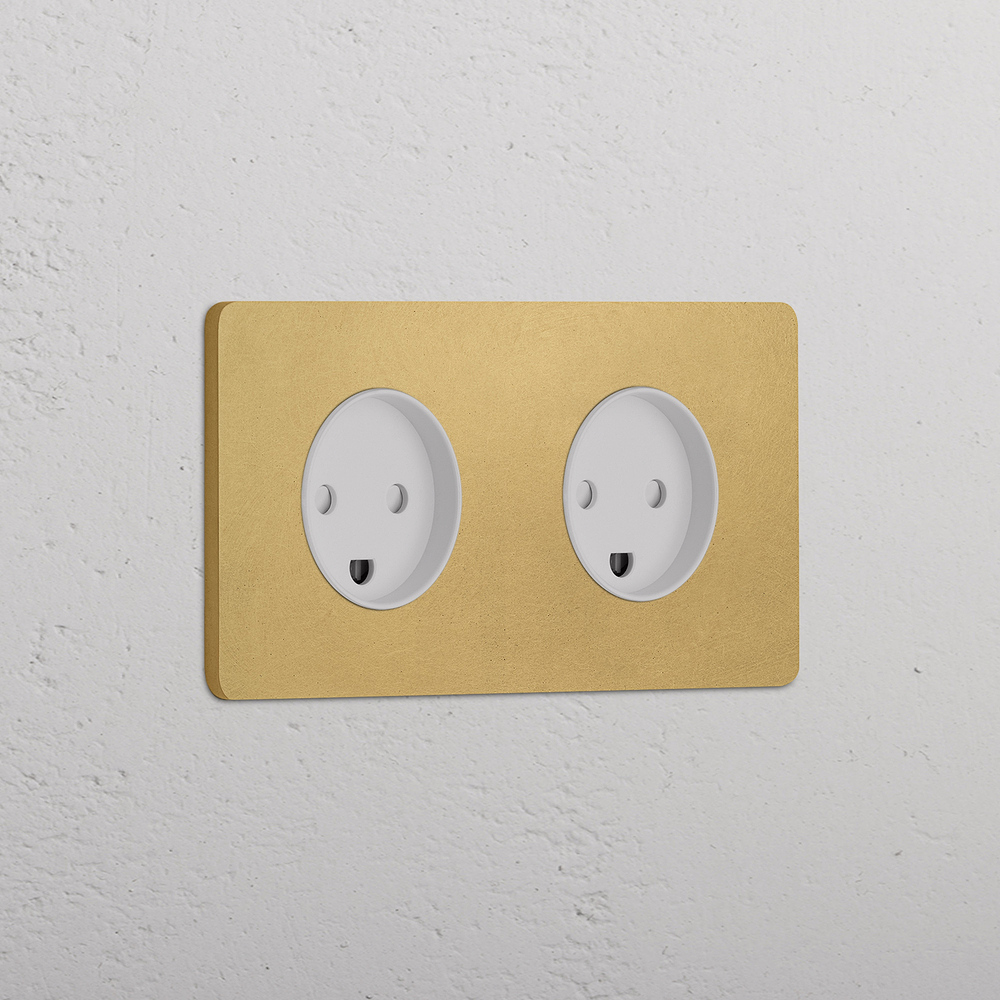 Grove Double 2x Danish Type K Socket - Antique Brass | White