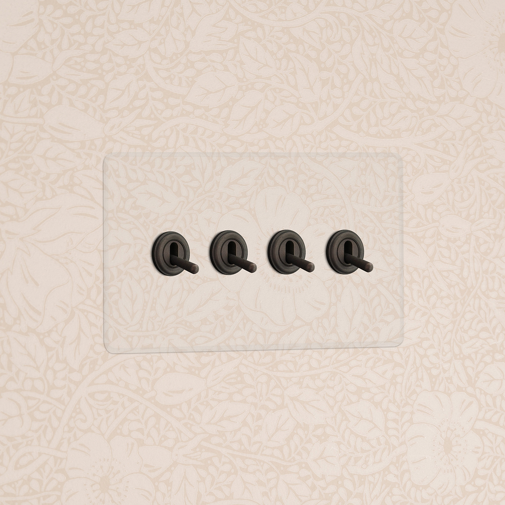 Kew Interrupteur à Levier x4 (Plaque Double) – Bronze à Transparence