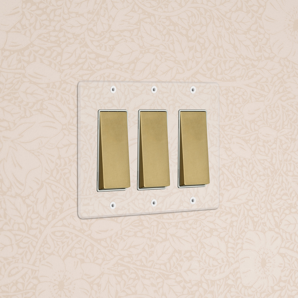 Kew 3G Rocker Switch - Clear Antique Brass White