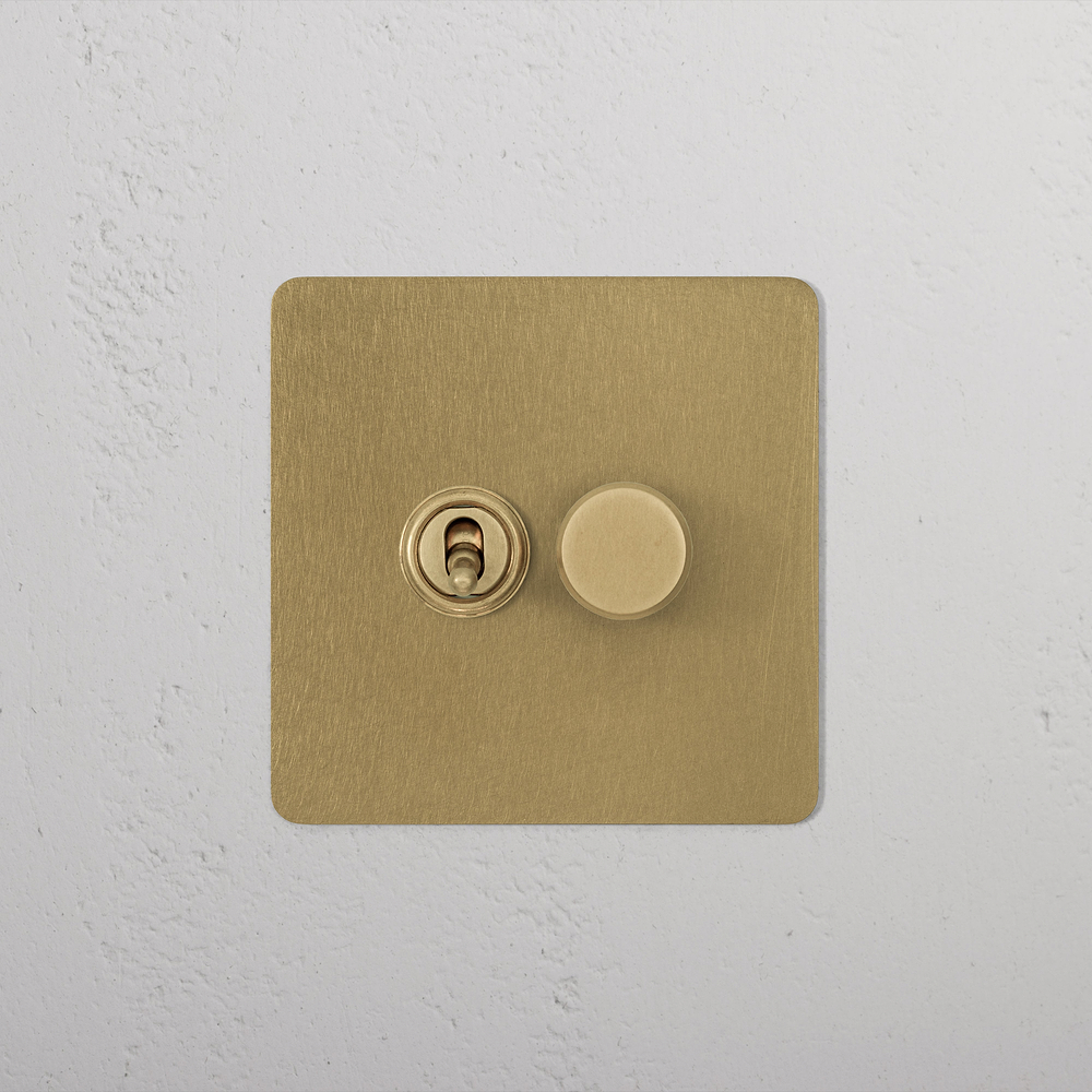 2G Toggle Switch & Dimmer Switch - Antique Brass