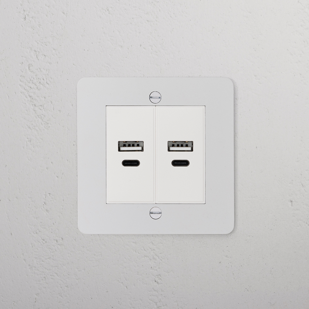 Single 2x USB-A+C Socket - Paintable | White