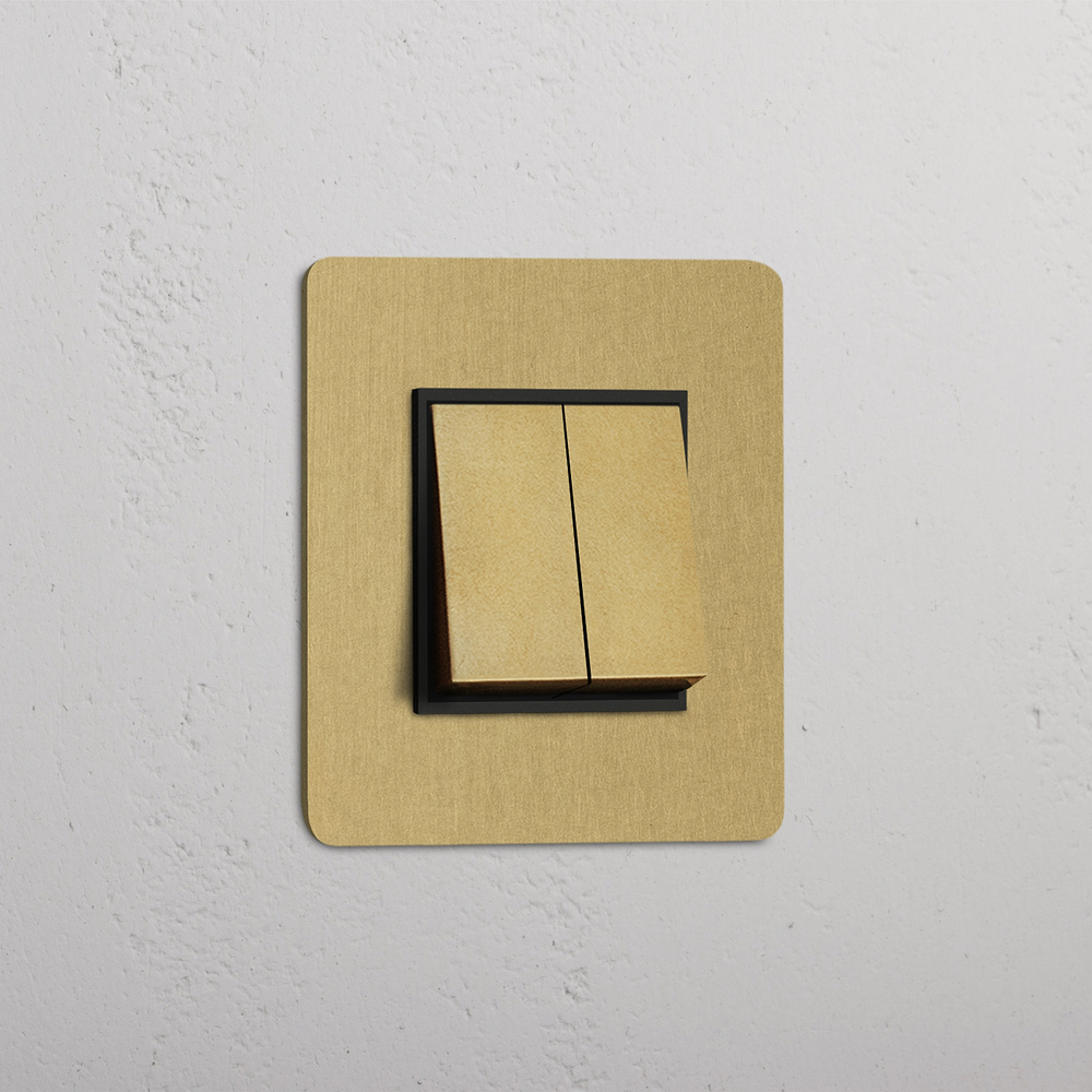 Kew Single 2x Rocker Switch - Antique Brass | Black