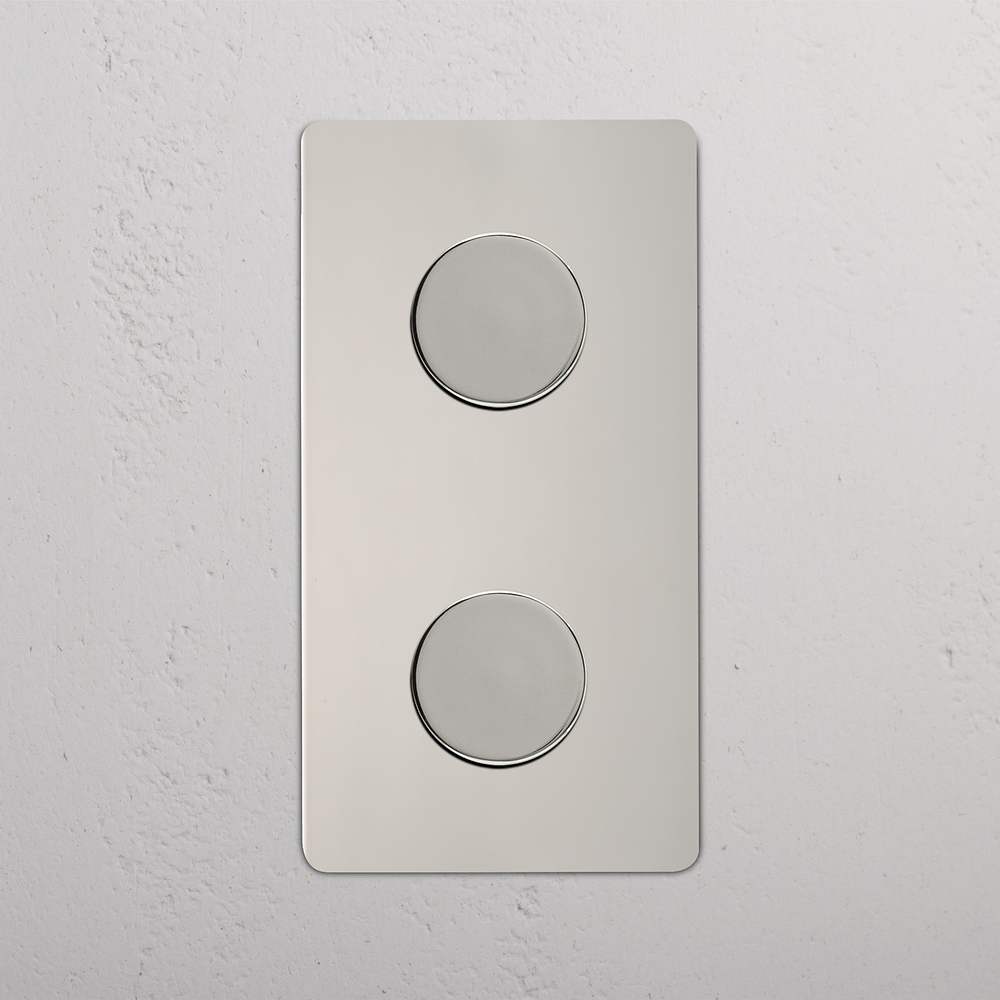 Kew Double 2x Vertical Multiway Dimmer Switch - Polished Nickel
