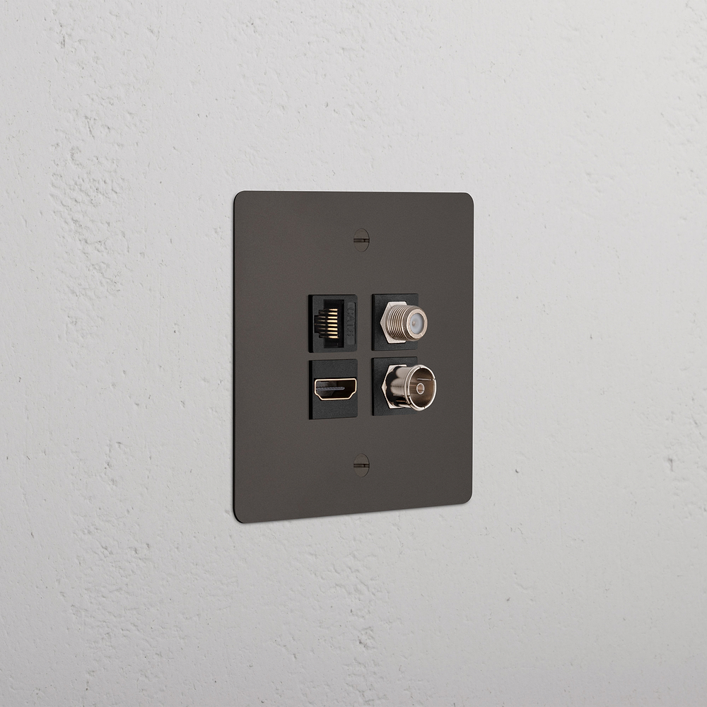 Single TV & Satellite & HDMI & CAT6 Socket - Bronze | Black