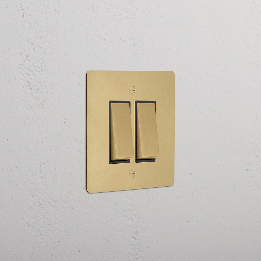 2G Two Way Rocker Switch - Antique Brass | Black