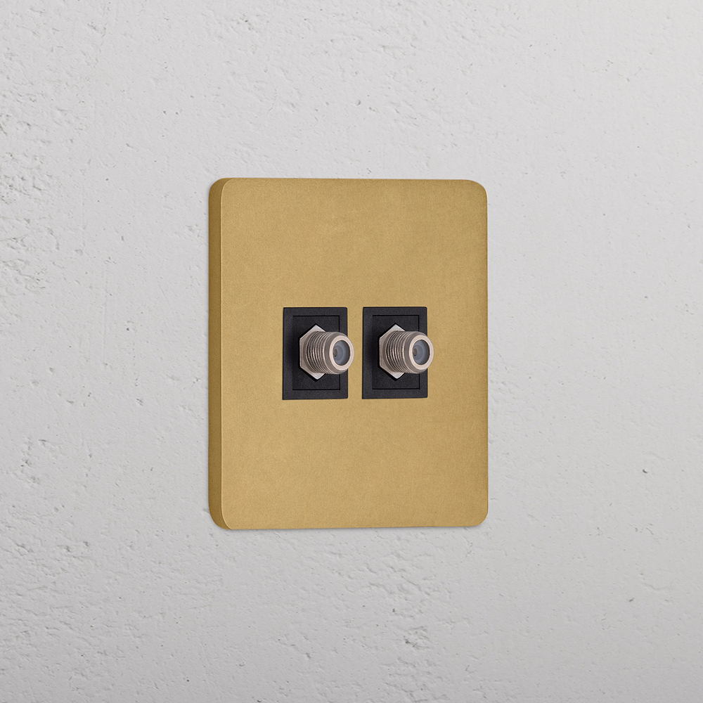 Grove Single 2x Satellite Socket - Antique Brass | Black