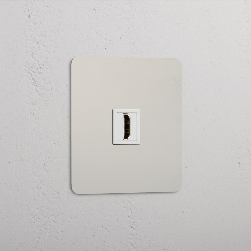 Kew Prise HDMI (Plaque Simple) - Nickel Poli | Blanc