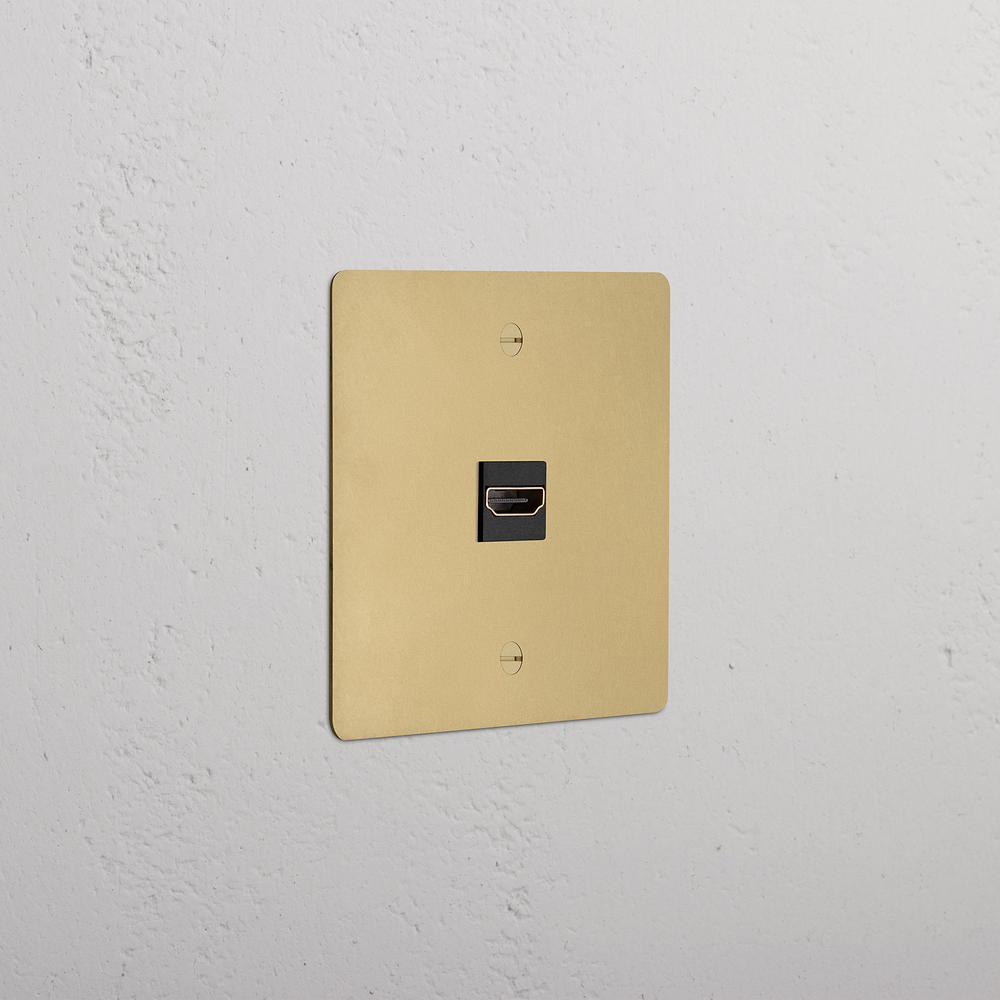 Single HDMI Socket - Antique Brass | Black