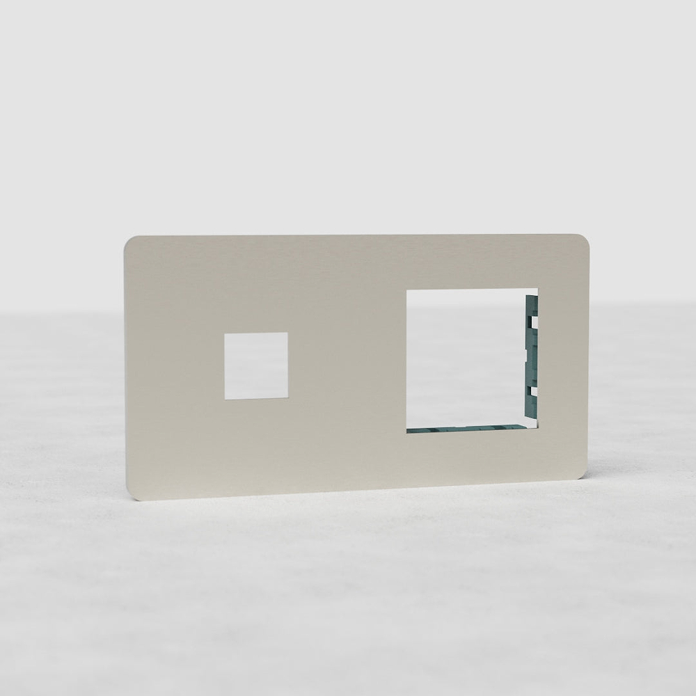 Grove Double 45mm & Keystone Module Plate – Satin Nickel