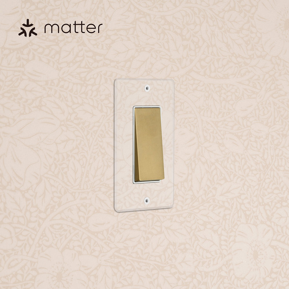 Kew 1G Smart Retractive Rocker Switch - Clear Antique Brass White