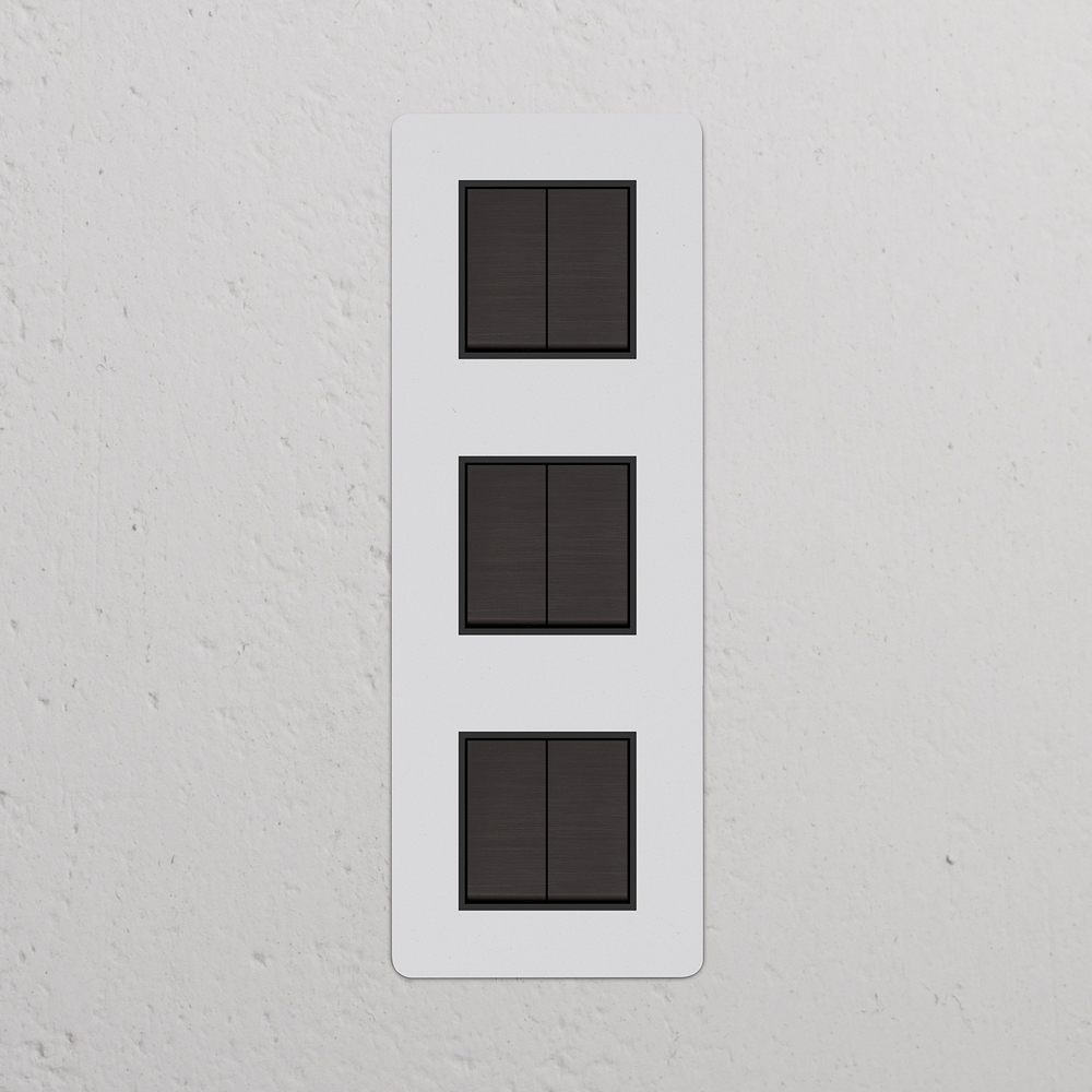 Kew Interrupteur Carré Vertical x6 (Plaque Triple) – Bronze à Peindre | Noir