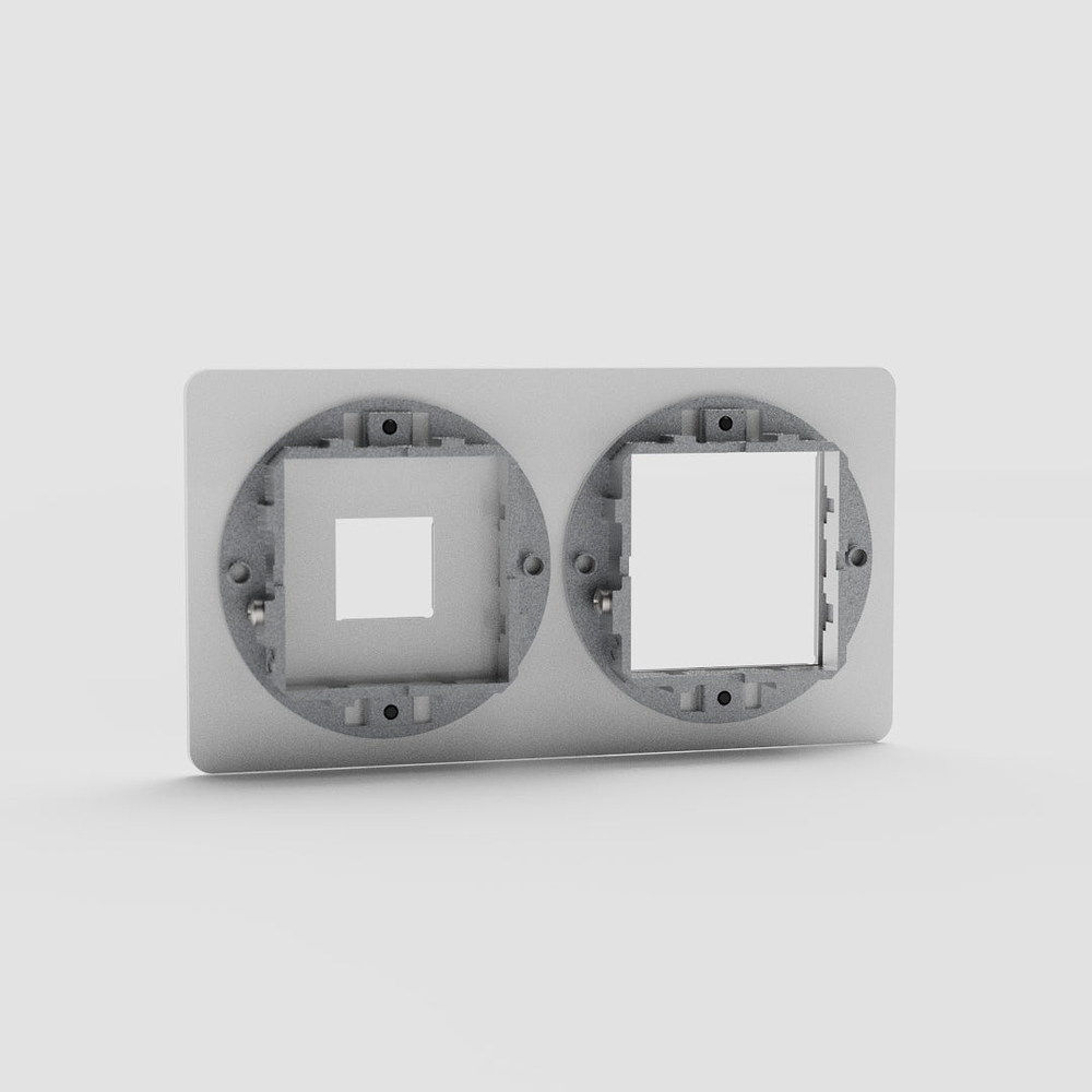 Kew Double 1x Keystone & 1x 45mm Module Plate - Clear | Black