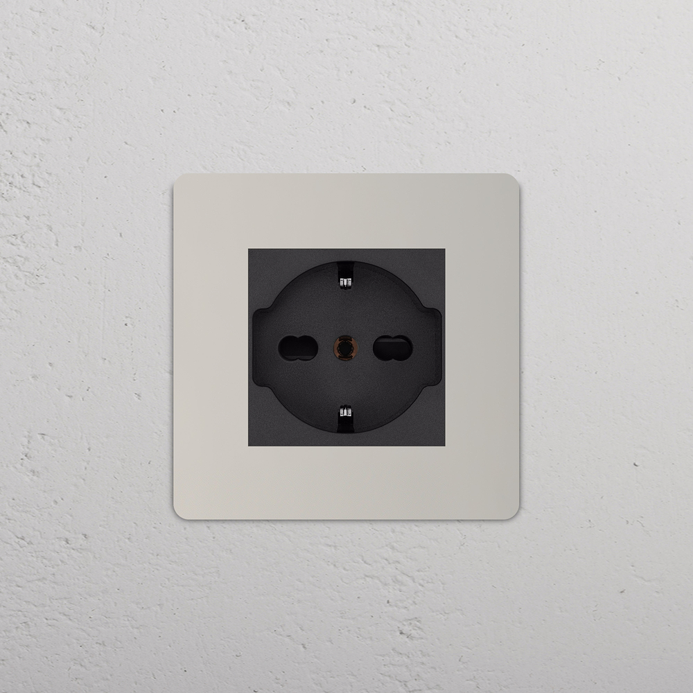 Grove Single Schuko/Bipasso Socket - Polished Nickel | Black