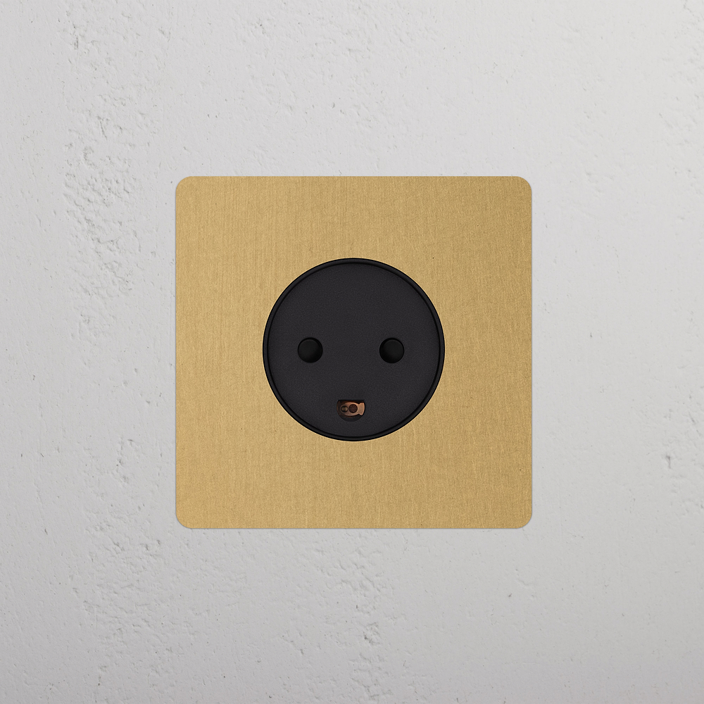 Kew Single Danish Type K Socket - Antique Brass | Black