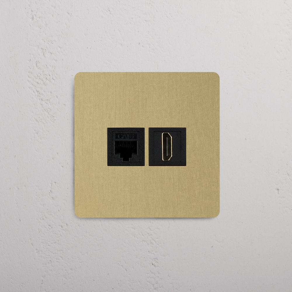 Kew Tomada RJ45 & HDMI individual - Latão Antigo | Preto