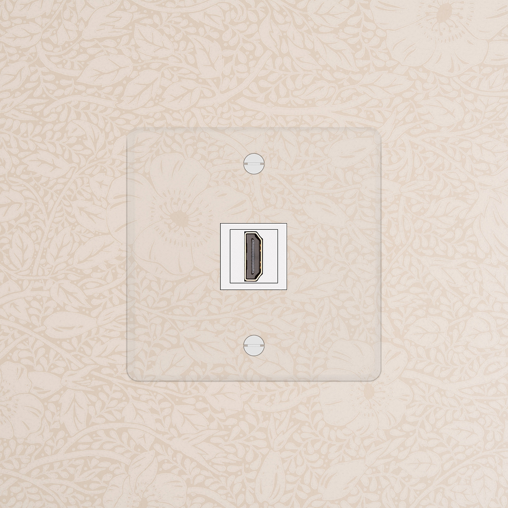 Kew Prise HDMI (Plaque Simple) – Transparence | Blanc