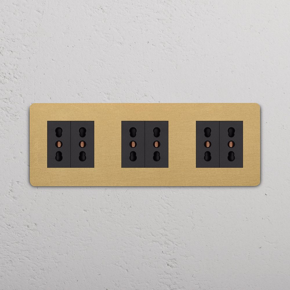 Grove Triple 6x Bipasso Socket - Antique Brass | Black