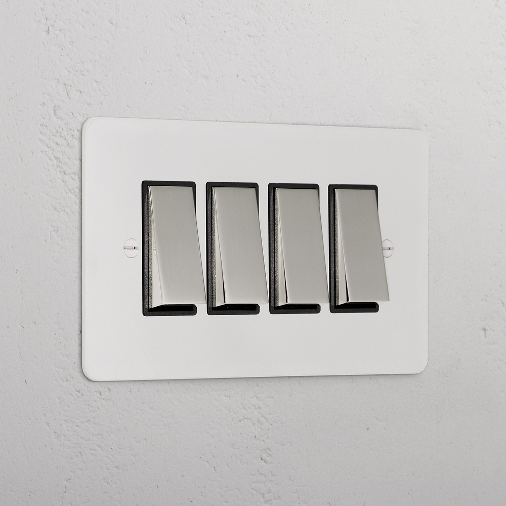 4G Two Way Rocker Switch - Paintable Polished Nickel | Black