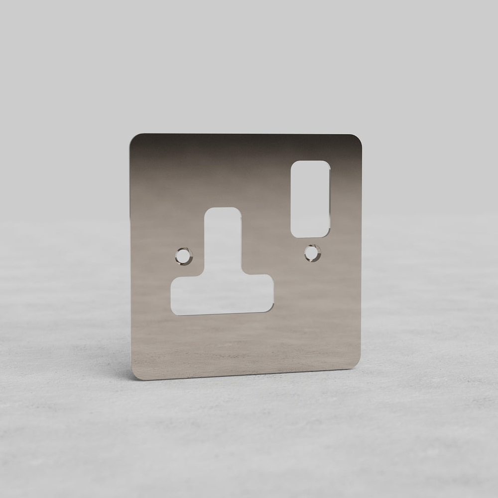 1G 13A UK Socket Front Plate – Polished Nickel