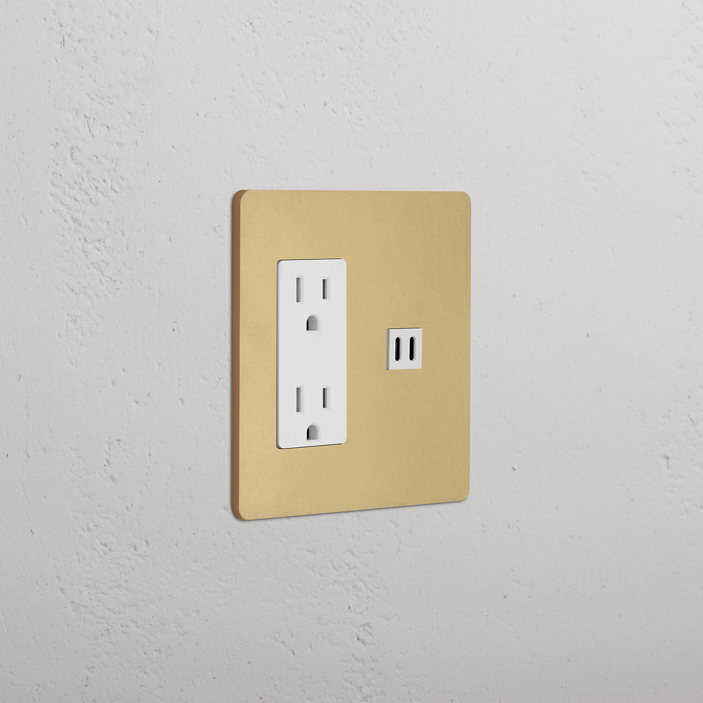 Grove 2G Outlet & Fast Charge USB - Antique Brass White