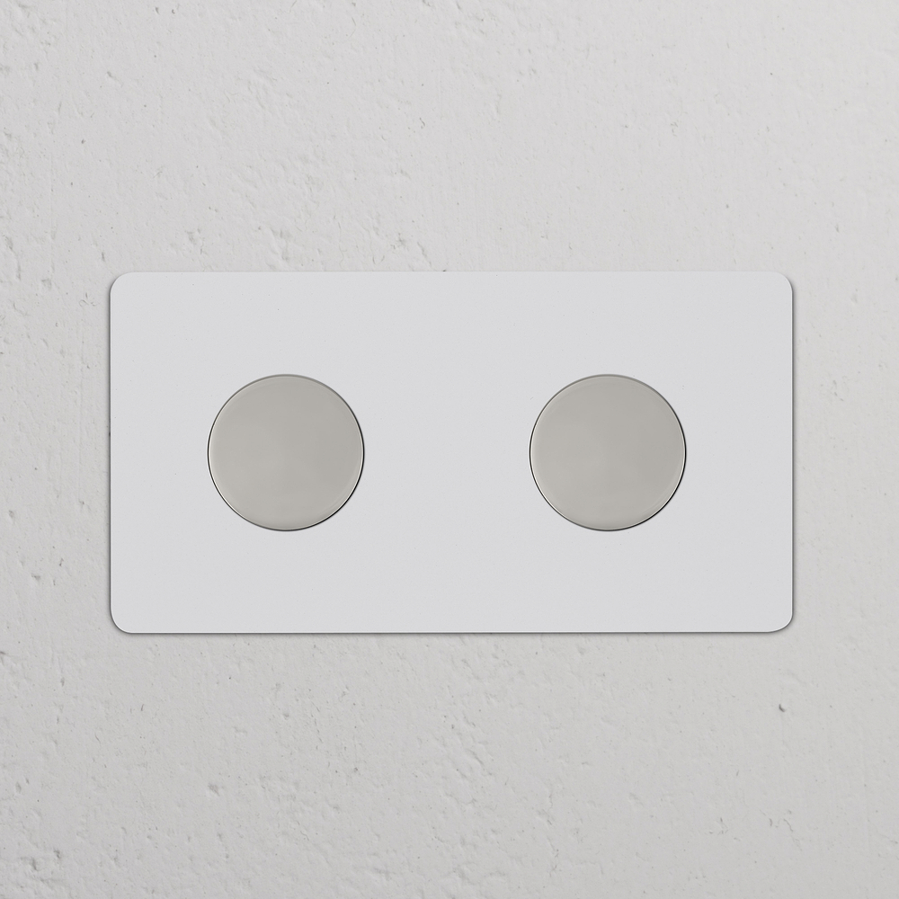Kew Double 2x Dimmer Switch - Paintable Polished Nickel