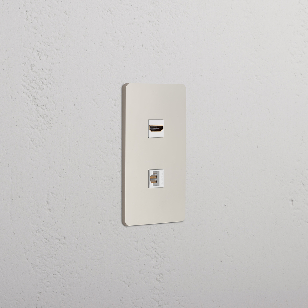 Grove 1G HDMI & CAT 6 Keystone - Polished Nickel White
