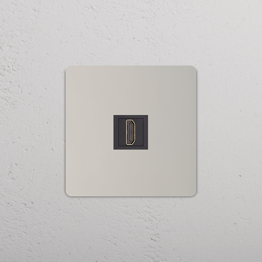 Grove HDMI-Anschluss 1x in Einfachrahmen – Poliertes Nickel | Schwarz