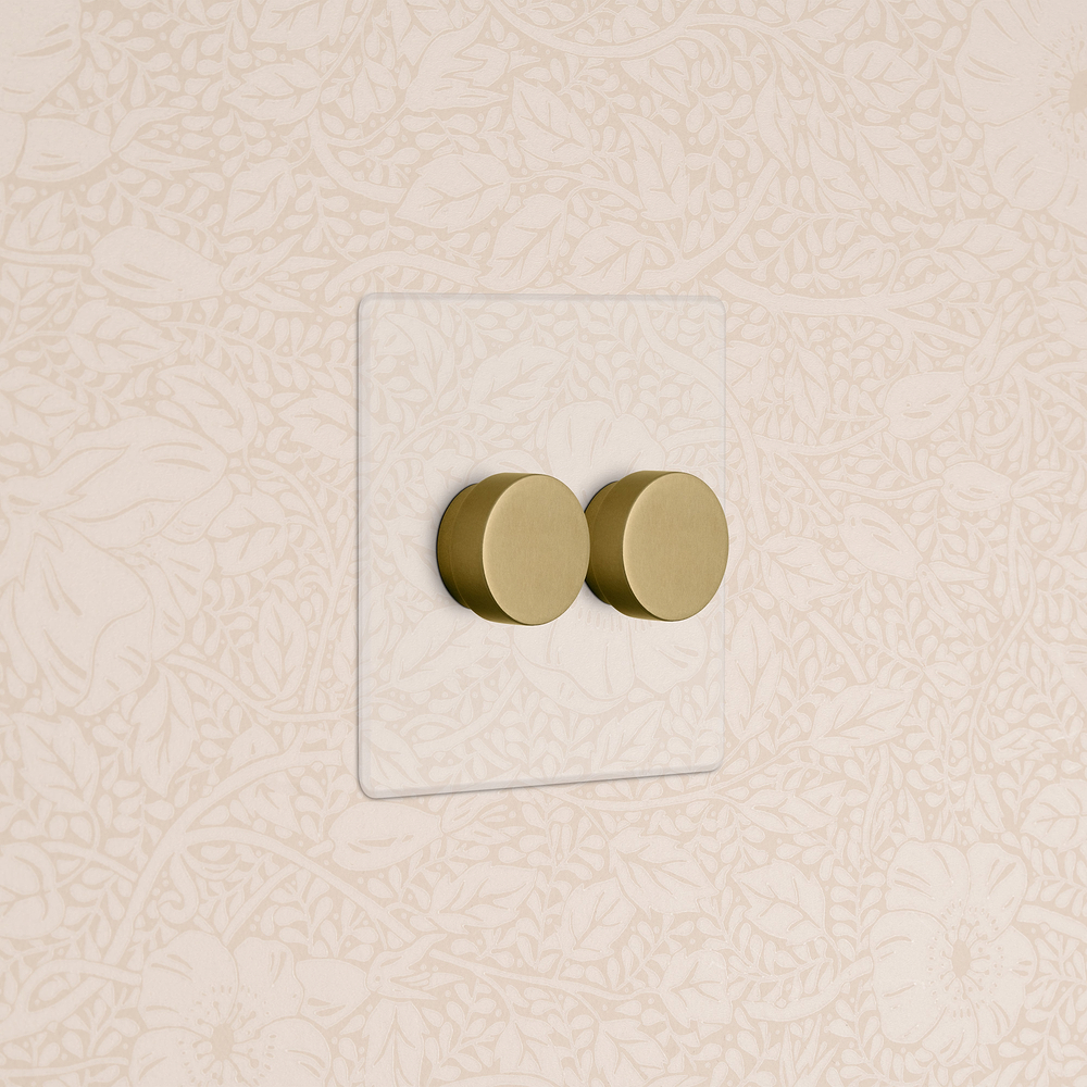 Kew 2G Dimmer Switch - Clear Antique Brass
