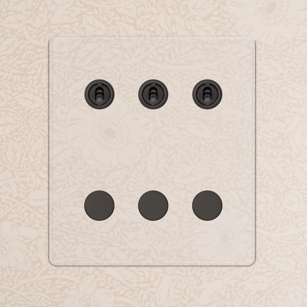 6G 3x Toggle Switch & 3x Dimmer Switch - Clear Bronze