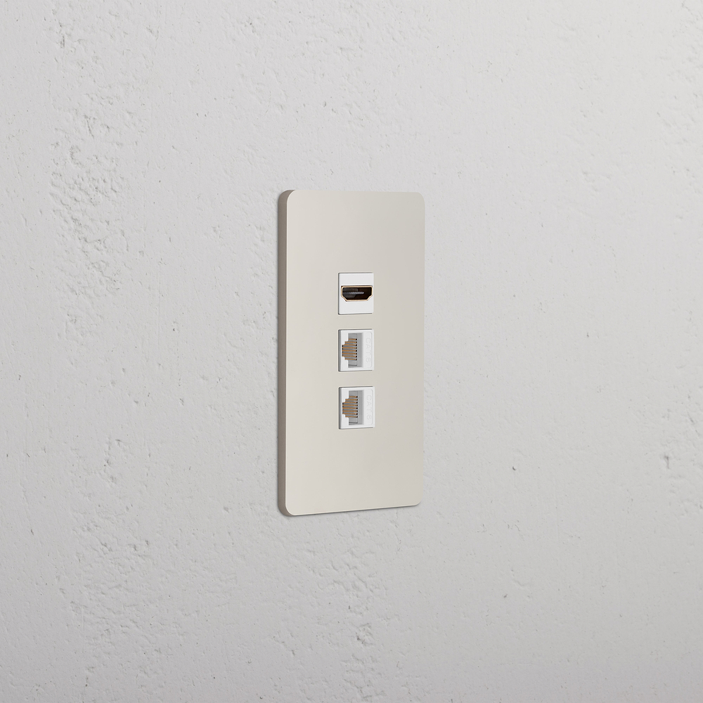 Grove 1G HDMI & 2x CAT6 Keystone - Polished Nickel White